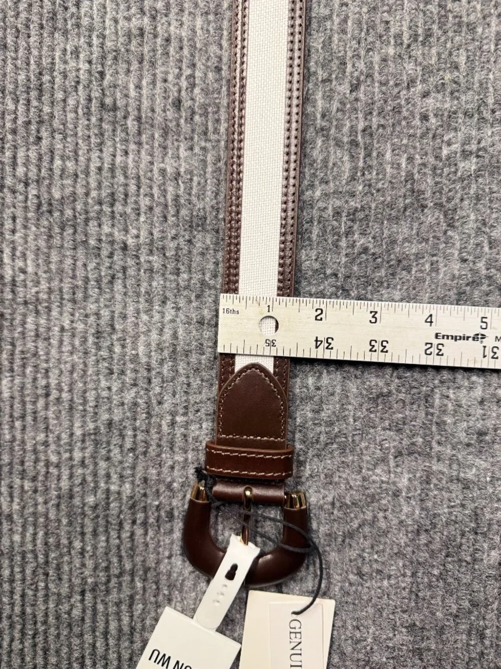 Jason Wu Women’s Brown Cognac & White Two-Tone Leather Belt with Gold Buckle New